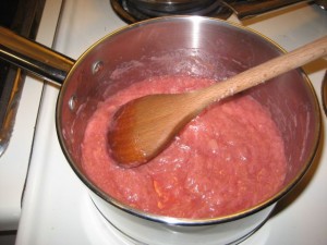 Rhubarb on the stove
